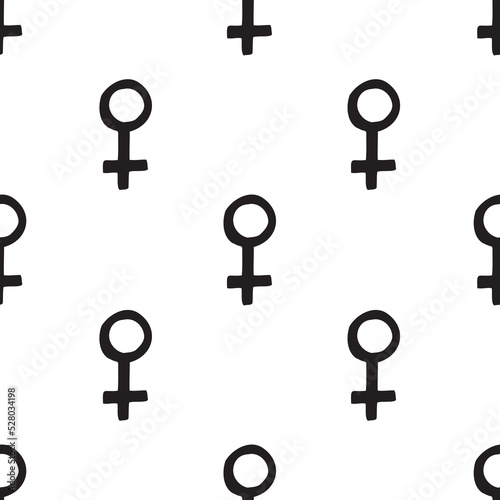 Gender symbol seamless pattern. Female sign. Female, feminism symbols.
