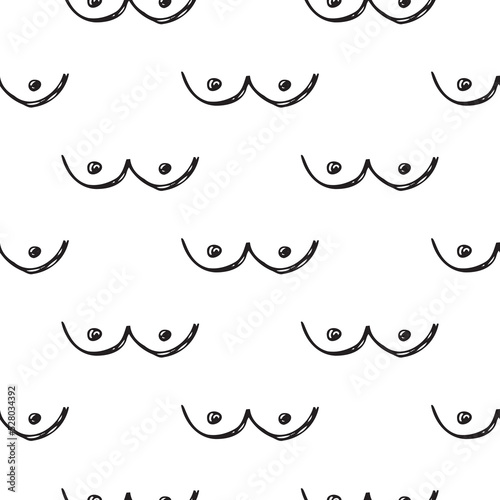 Abstract boobs. Vector illustration of seamless pattern.