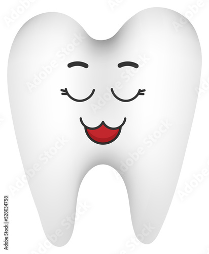  Sticker funny tooth with kawaii emotions. Flat illustration of a tooth with emotions isolated without background.