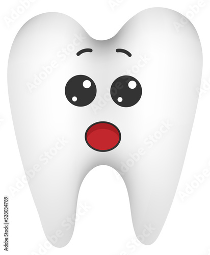  Sticker funny tooth with kawaii emotions. Flat illustration of a tooth with emotions isolated without background.
