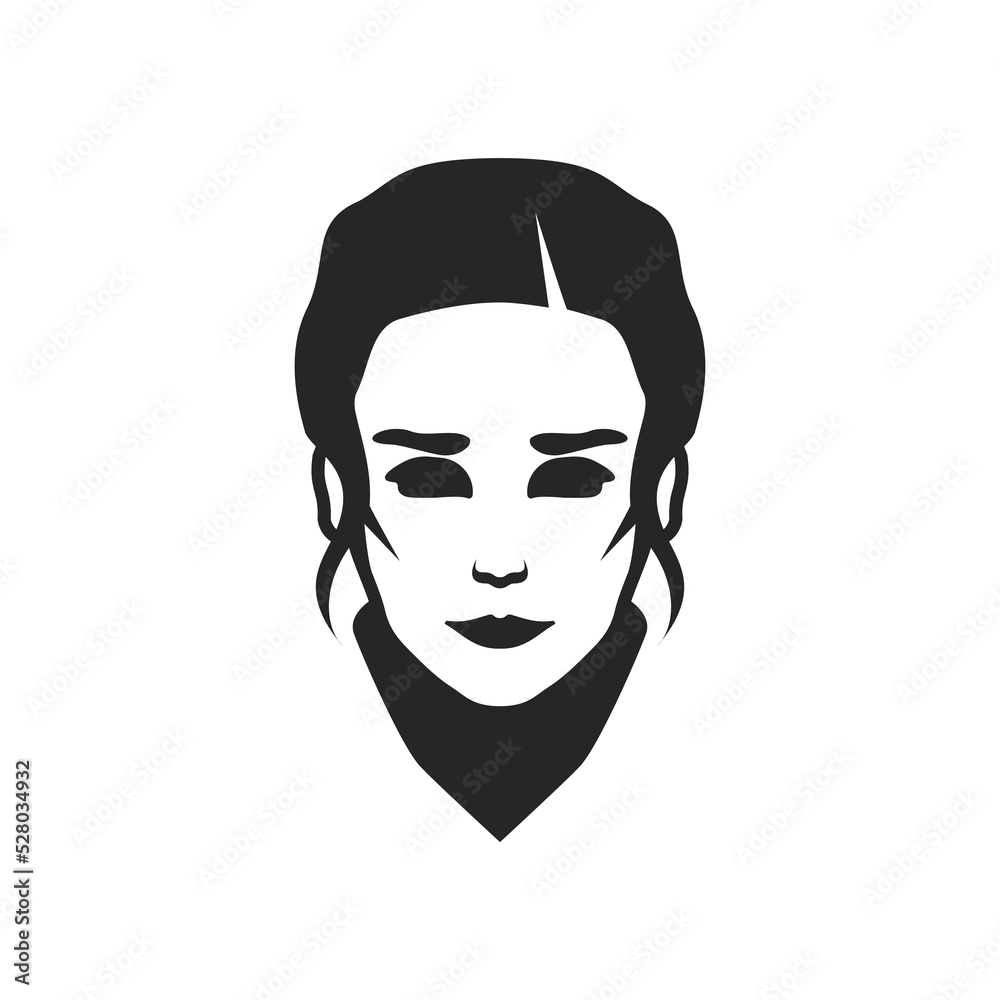 Beautiful lady logo stencil isolated Beautiful lady logo stencil isolated