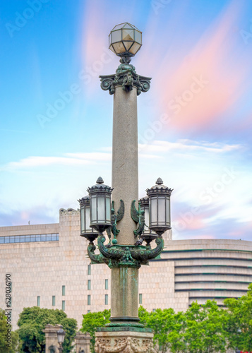 Colonial style street lamp in Barcelona, Spain