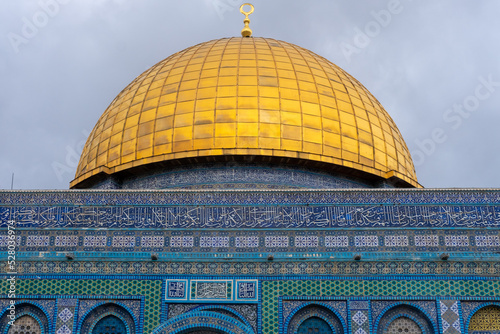 Old Sacred City of Jerusalem, Holy Mosque named Masjid Al Aqsa, islamic icon for Muslims for pray
