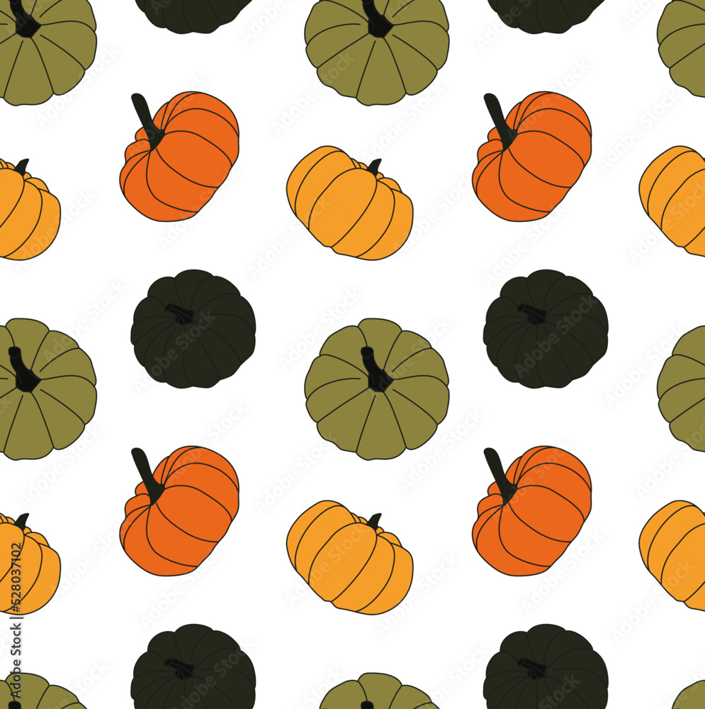 Seamless colorful pattern with halloween pumpkins
