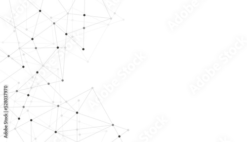 Technology polygon network connected dots and lines background template. Linked global system graphic vector.	