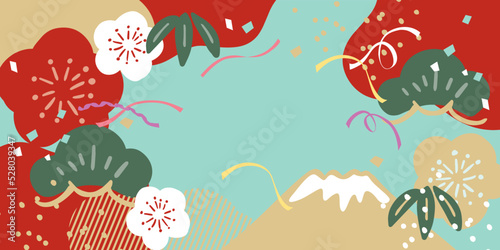 新年　年賀状　お正月の背景イラスト