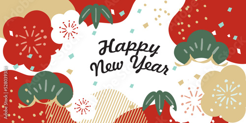 新年　年賀状　お正月の背景イラスト