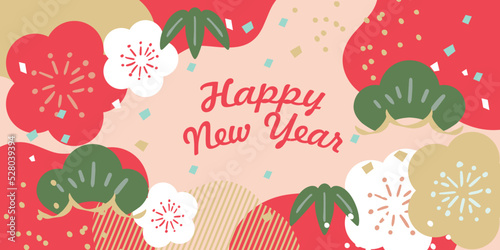 新年　年賀状　お正月の背景イラスト