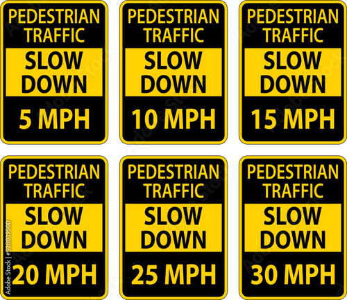 Slow Down Pedestrian Traffic Sign On White Background