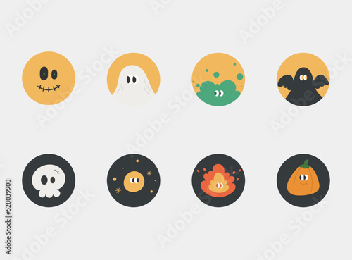 Social media highlight cover icons. Highlight icons with cartoon halloween icon. Vector illustration.