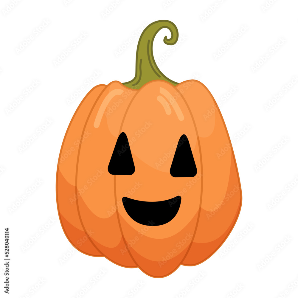 Halloween pumpkin in cartoon flat style isolated on white background. Funny vector illustration for graphic design. Halloween pumpkin in cartoon flat style isolated on white background. Funny vector illustration for graphic design.