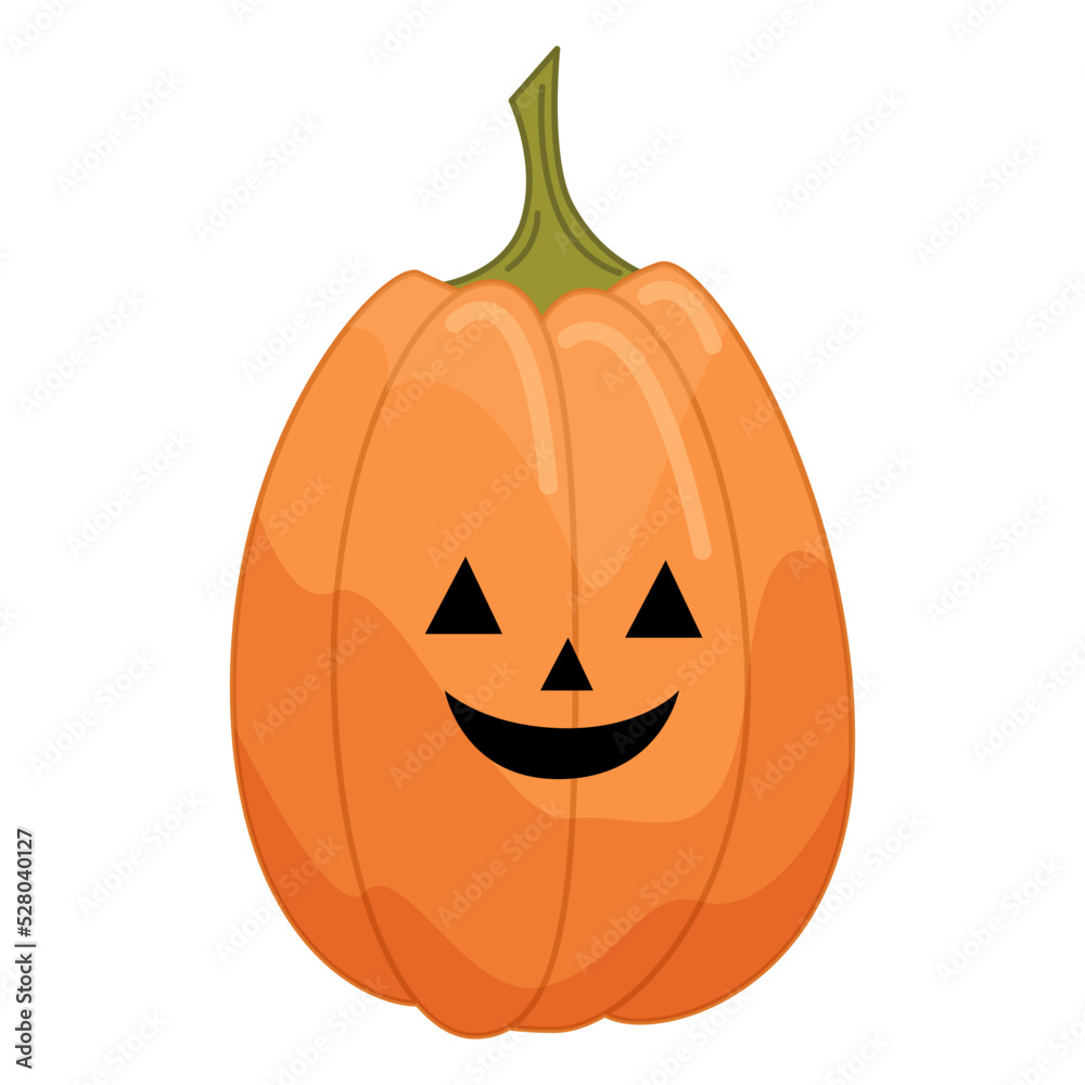Halloween pumpkin in cartoon flat style isolated on white background. Funny vector illustration for graphic design. Halloween pumpkin in cartoon flat style isolated on white background. Funny vector illustration for graphic design.