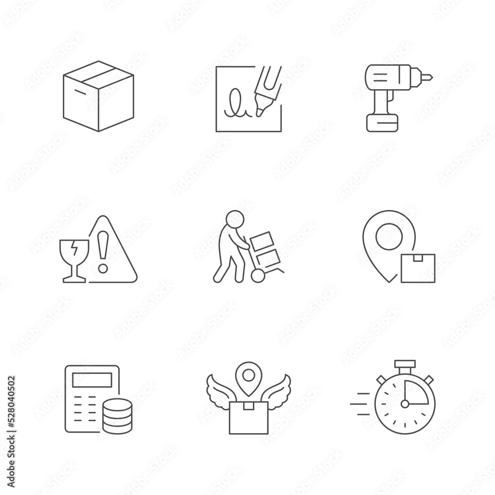 Set line icons of moving service Set line icons of moving service