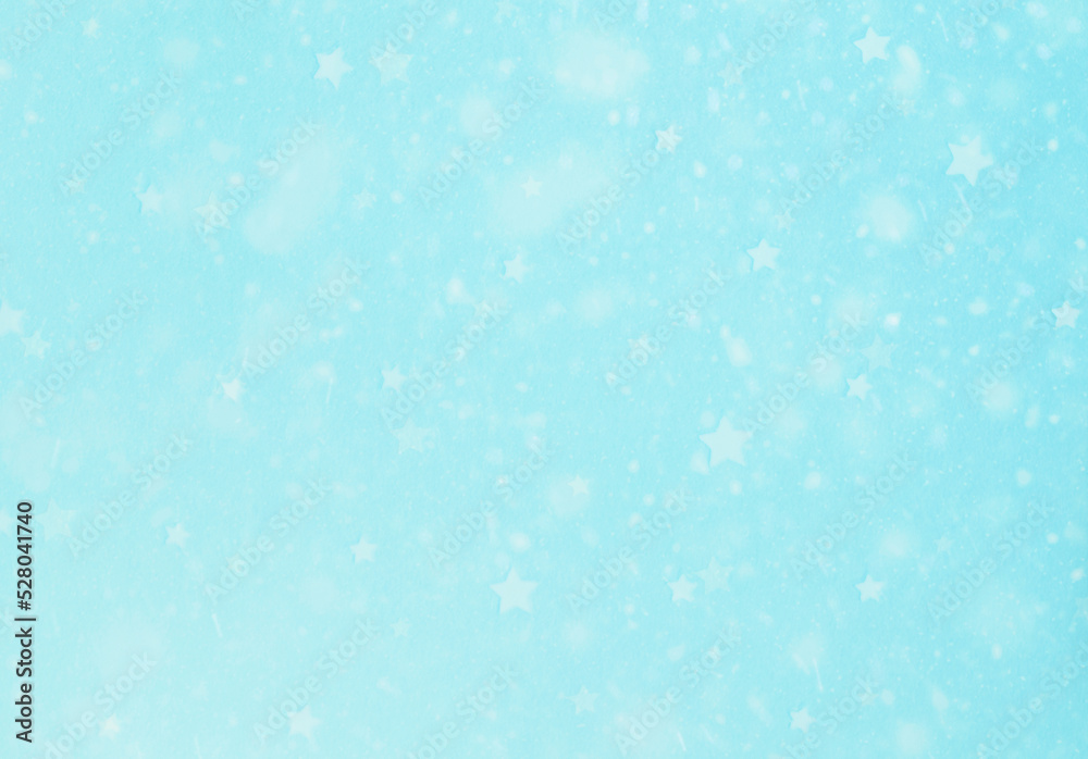light turquoise snowfall and star background
