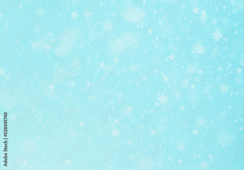 Fototapeta premium light turquoise snowfall and star background