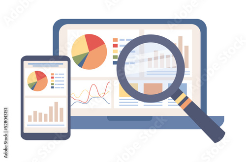 SEO research icon. Search Engine Optimization concept. Web analytics and seo marketing social media. Strategy and planing website. Vector flat illustration 