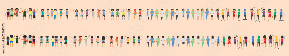 set of man and woman group. vector illustration eps10 set of man and woman group. vector illustration eps10
