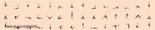 set of woman workout by yoga pose. vector illustration eps10