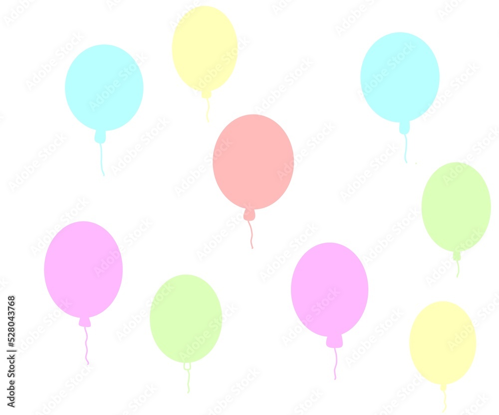 Balloons illustration, Hand-drawn illustration, colorful decoration