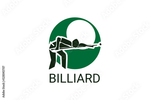 billiard sport vector line icon. playing billiard. sport pictogram, vector illustration.