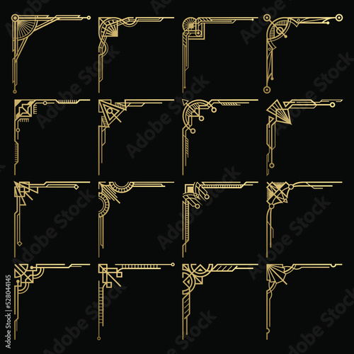 Vintage classic corner ornament set template gold vector