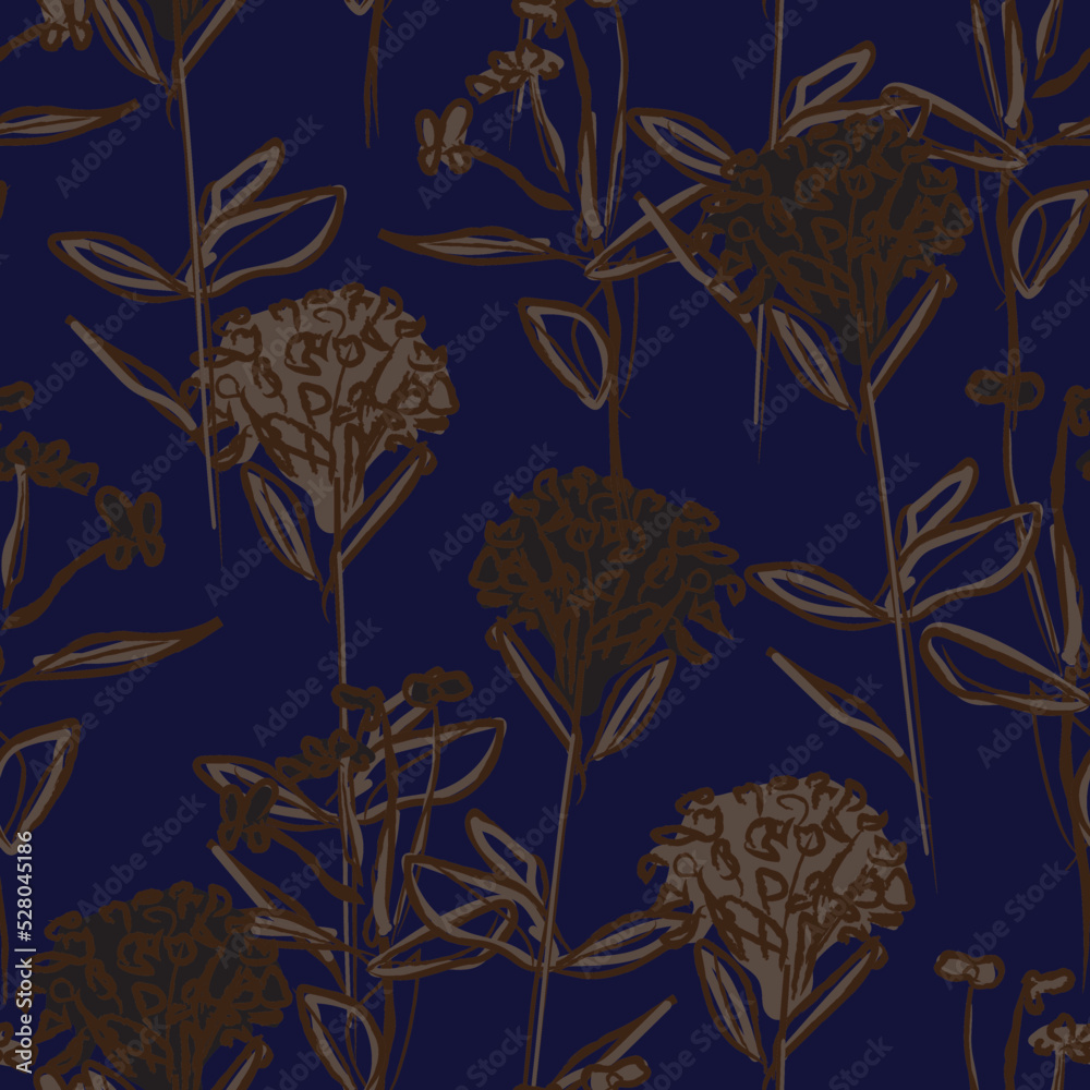 Floral Brush strokes Seamless Pattern Design Floral Brush strokes Seamless Pattern Design