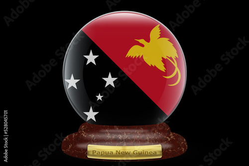 3D Flag of Papua New Guineaa on a globe photo