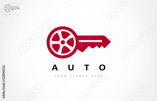 Car key logo vector. Tire and key design.