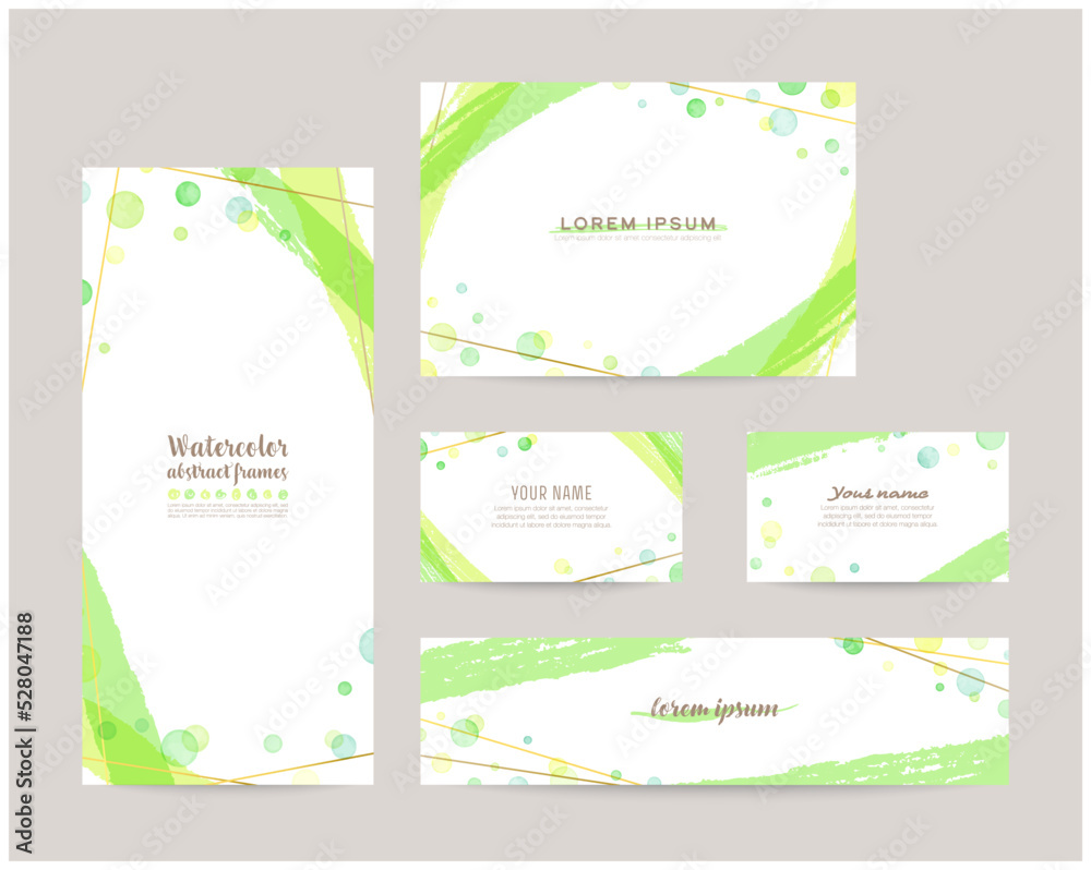 leaflet cover, card, business cards, banner design templates set (green)