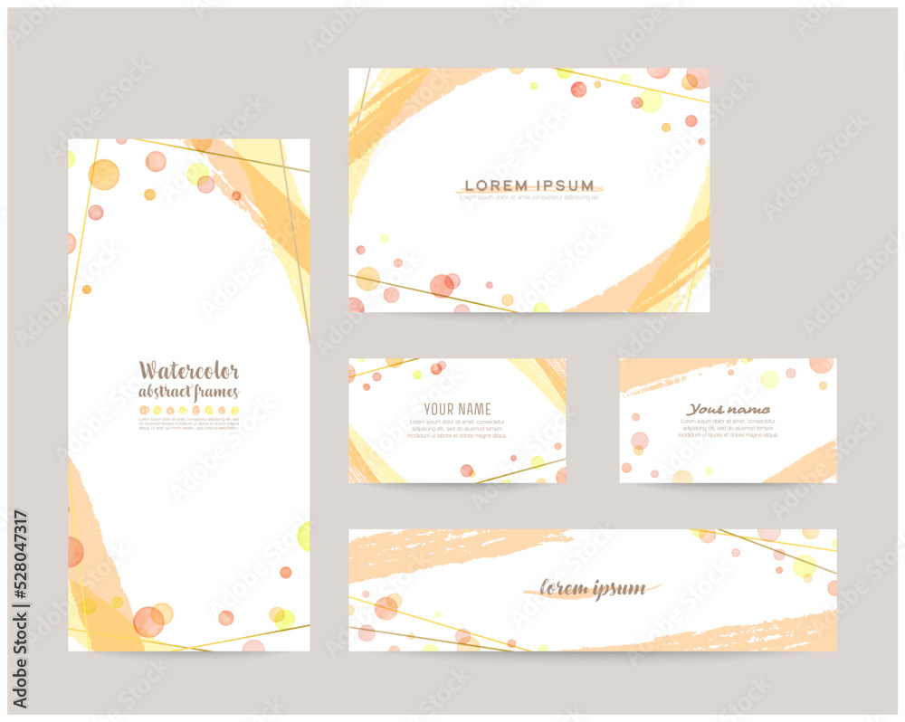 leaflet cover, card, business cards, banner design templates set (orange)