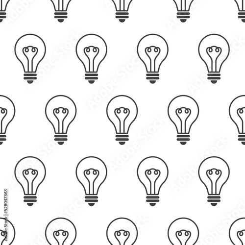 Seamless pattern with incandescent light bulb. Modern linear vector pattern with lamp