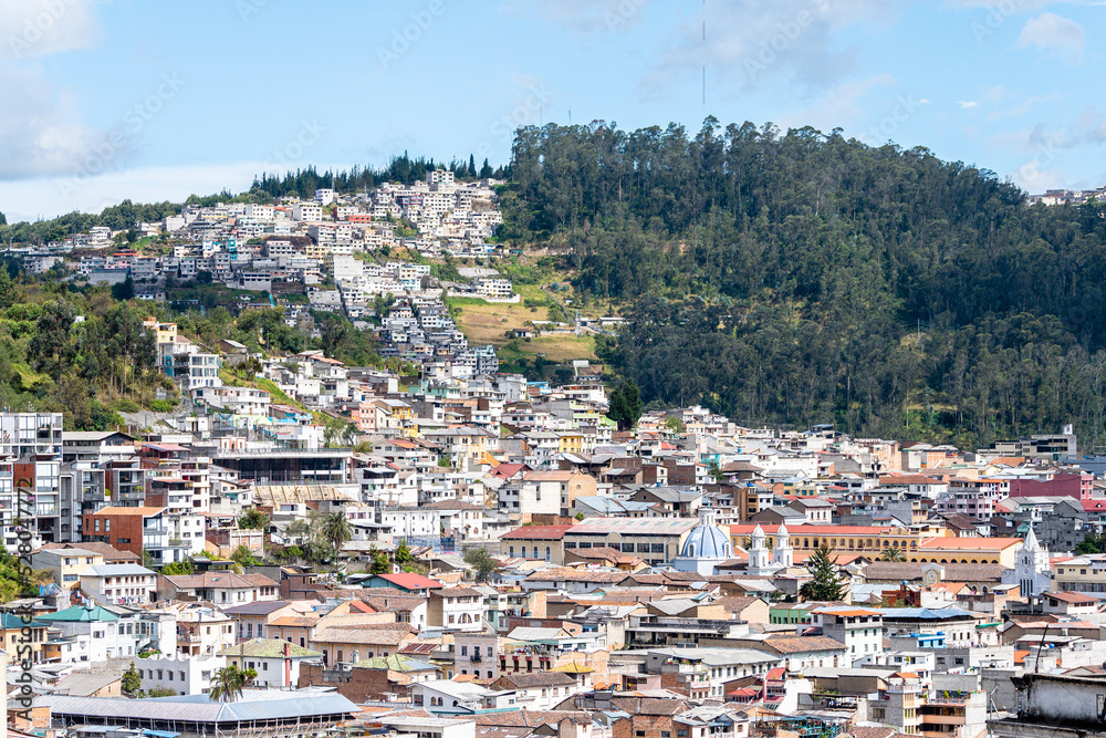 Naklejka premium panoramic view of quito old town, ecuador