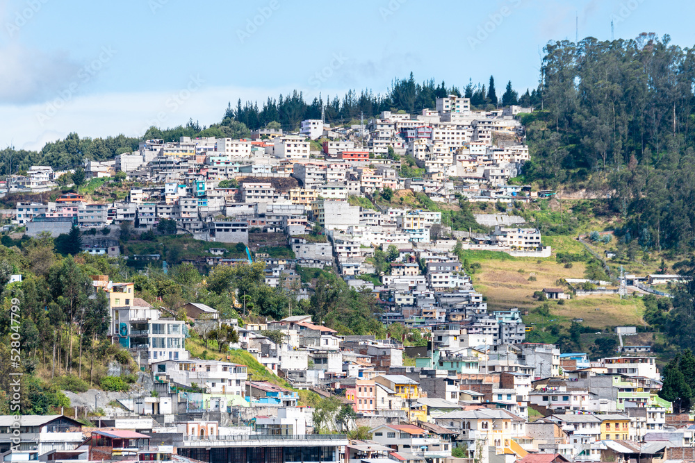 panoramic view of quito old town, ecuador