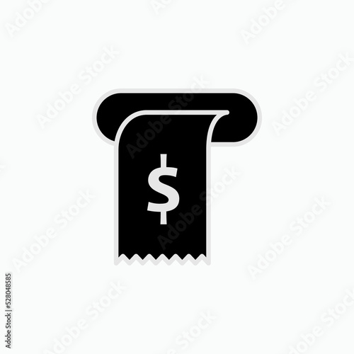 Receipt Slip Print Out Icon – Vector. Presented in Glyph Style.  