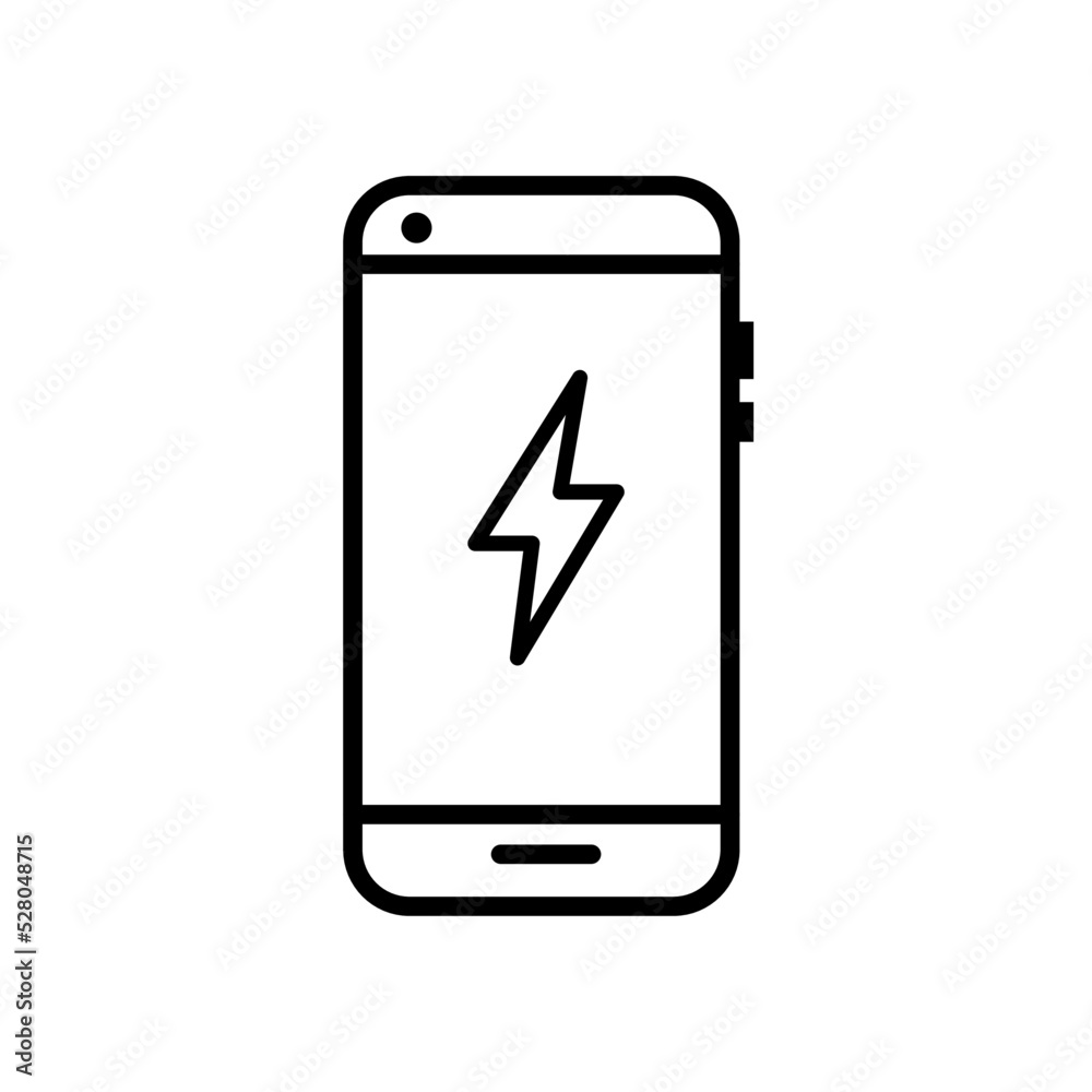 Black single phone charging line icon, simple digital electronic flat design pictogram Black single phone charging line icon, simple digital electronic flat design pictogram