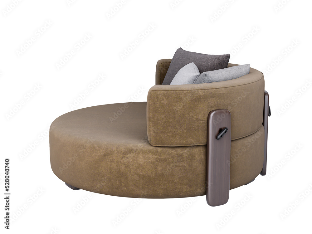 3d Furniture modern fabric round single sofa isolated on a white background 3d Furniture modern fabric round single sofa isolated on a white background