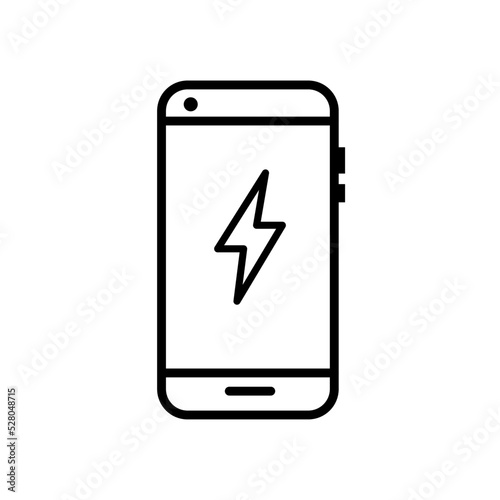  Black single phone charging line icon, simple digital electronic flat design pictogram