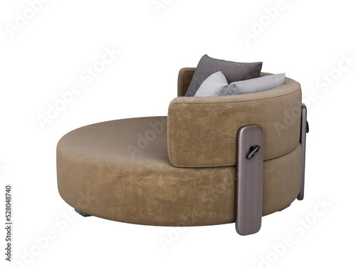 3d Furniture modern fabric round single sofa isolated on a white background