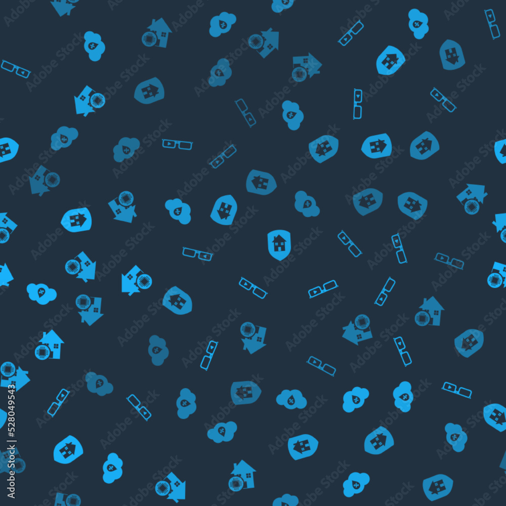 Set Humidity, Smart glasses, House under protection and home on seamless pattern. Vector Set Humidity, Smart glasses, House under protection and home on seamless pattern. Vector