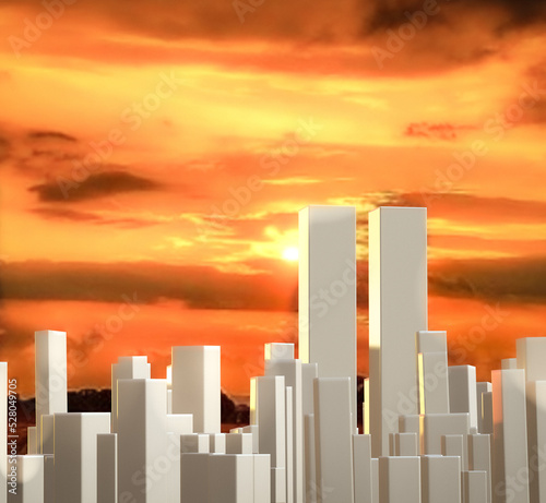 Ciudad con edificios en 3d photo