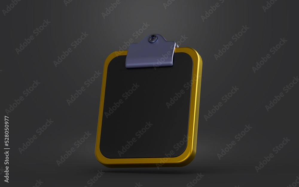 clipboard sign on dark background 3d render concept for paperwork examination