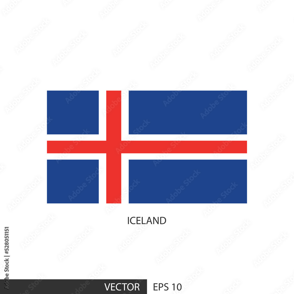 Fototapeta premium Iceland square flag on white background and specify is vector eps10.