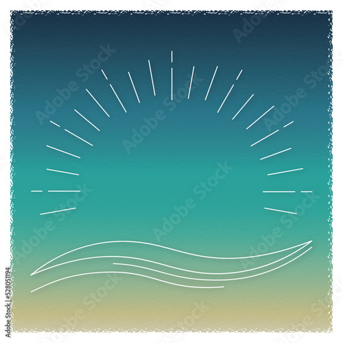ガラスに写した海と太陽