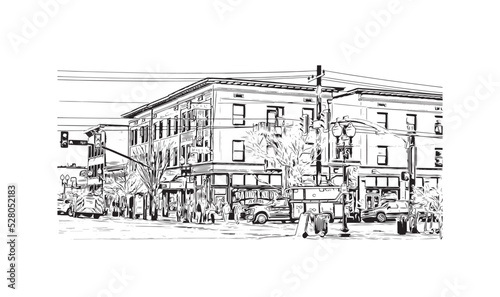 Building view with landmark of Ogden is the 
city in Utah. Hand drawn sketch illustration in vector. photo