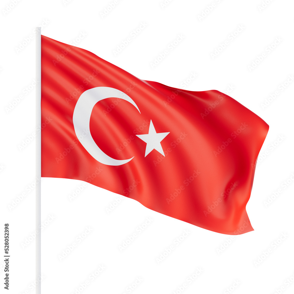 Turkey flag realistic waving for design on independence day or other state holiday. 3D Illustration Turkey flag realistic waving for design on independence day or other state holiday. 3D Illustration