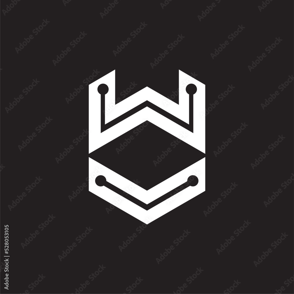 VW WV Letter technology logo vector image VW WV Letter technology logo vector image
