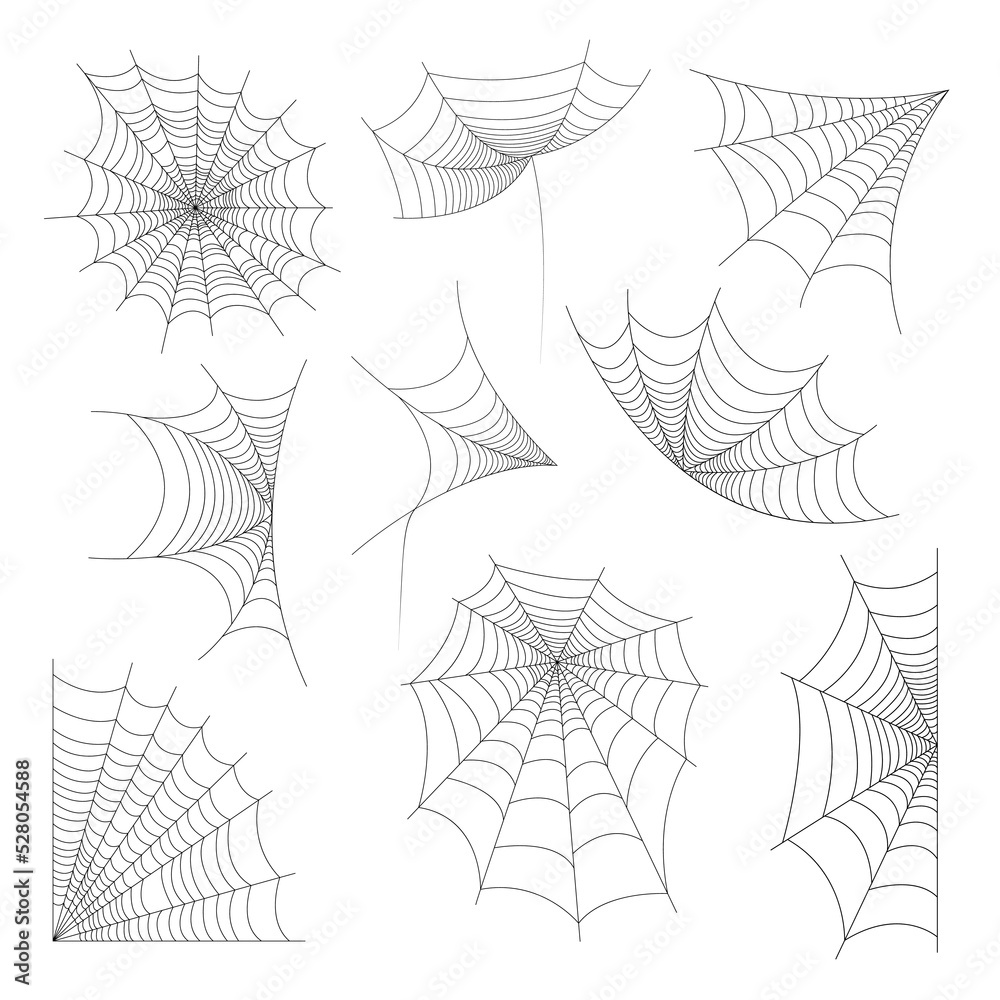 Spider webs set. Spider web collection for halloween vector illustration Spider webs set. Spider web collection for halloween vector illustration