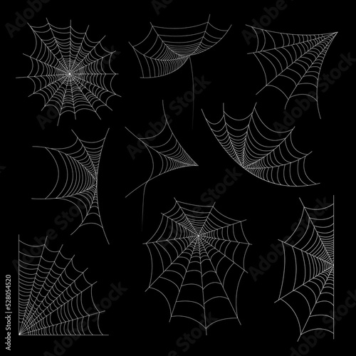 Spider webs set. Spider web collection for halloween vector illustration