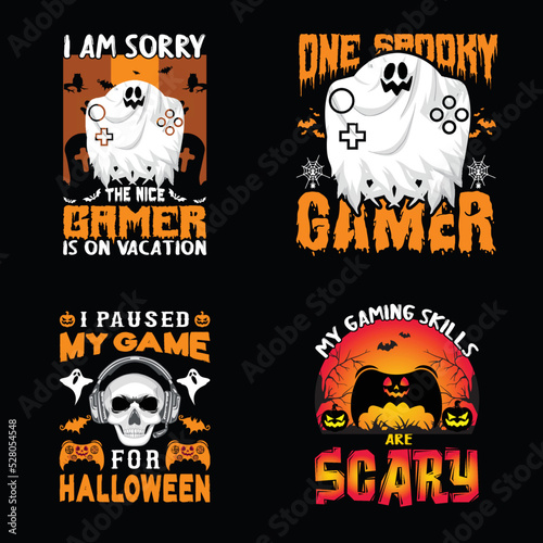 Gamer Halloween T-Shirt Design
