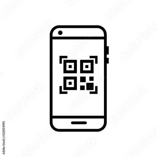 smartphone, mobile phone qr code vector icon, mobile phone pictogram, button